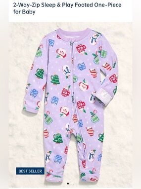 NWT Old Navy Lavender 2-Way-Zip Sleep & Play Footed One-Piece for Baby